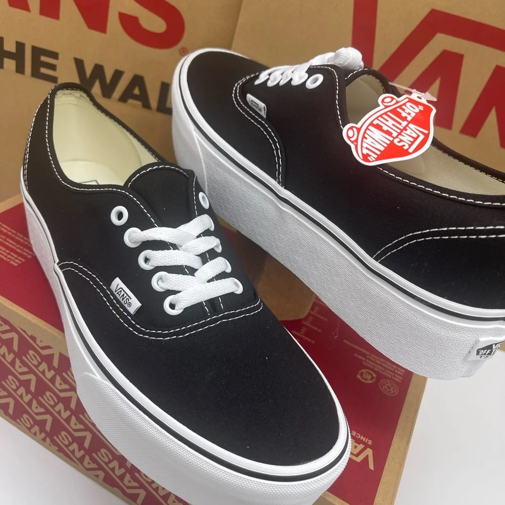 Vans WMNS Authentic Stacked Canvas Black/True W Platform Sneakers VN0A5KXXBMX